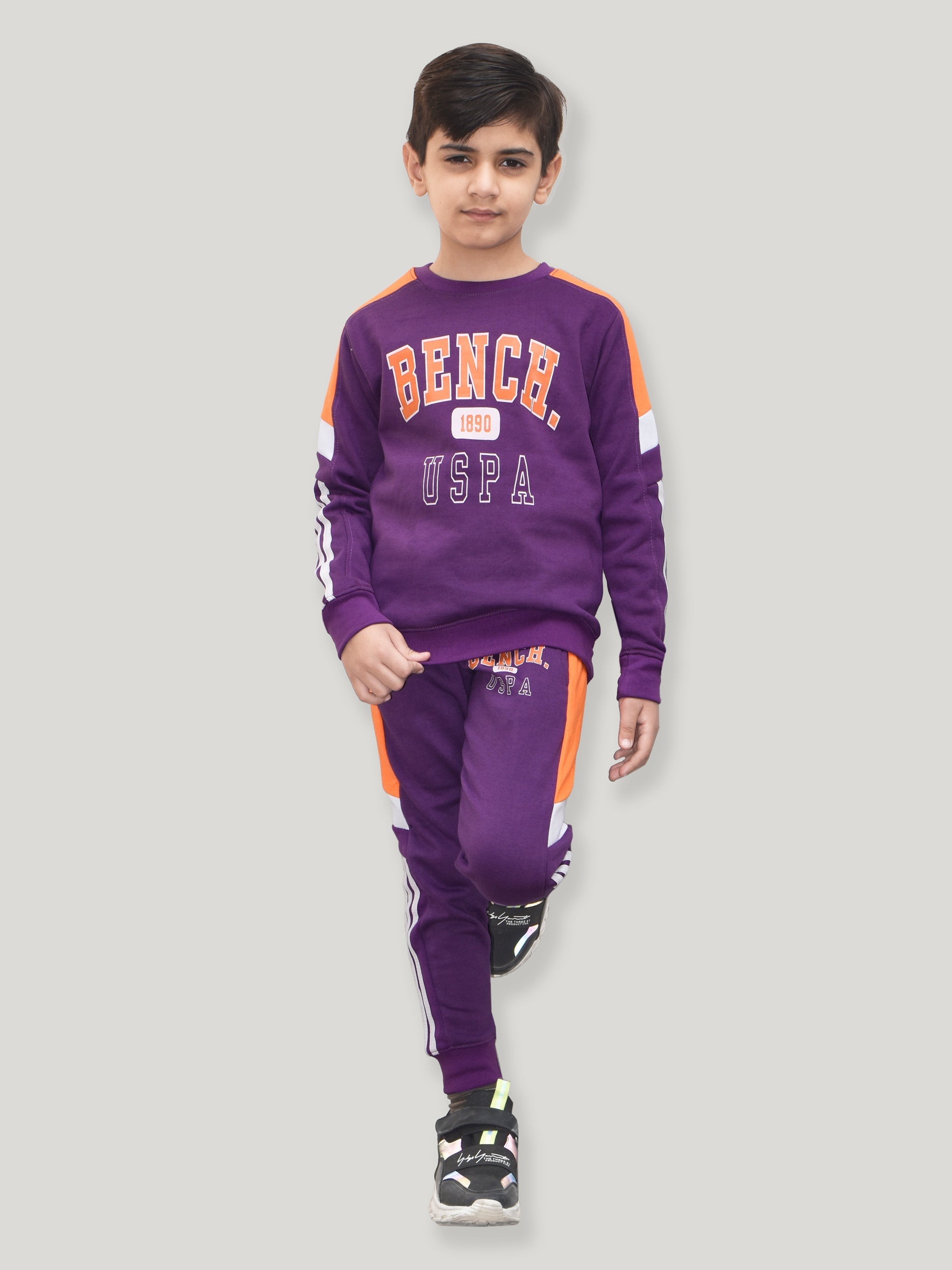 U.S Polo Assn Fleece Tracksuit For Kids-Purple-BR917