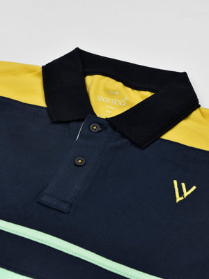 Louis Vicaci Polo Shirt For Men-Cyan Green With Navy & Yellow-SP6916