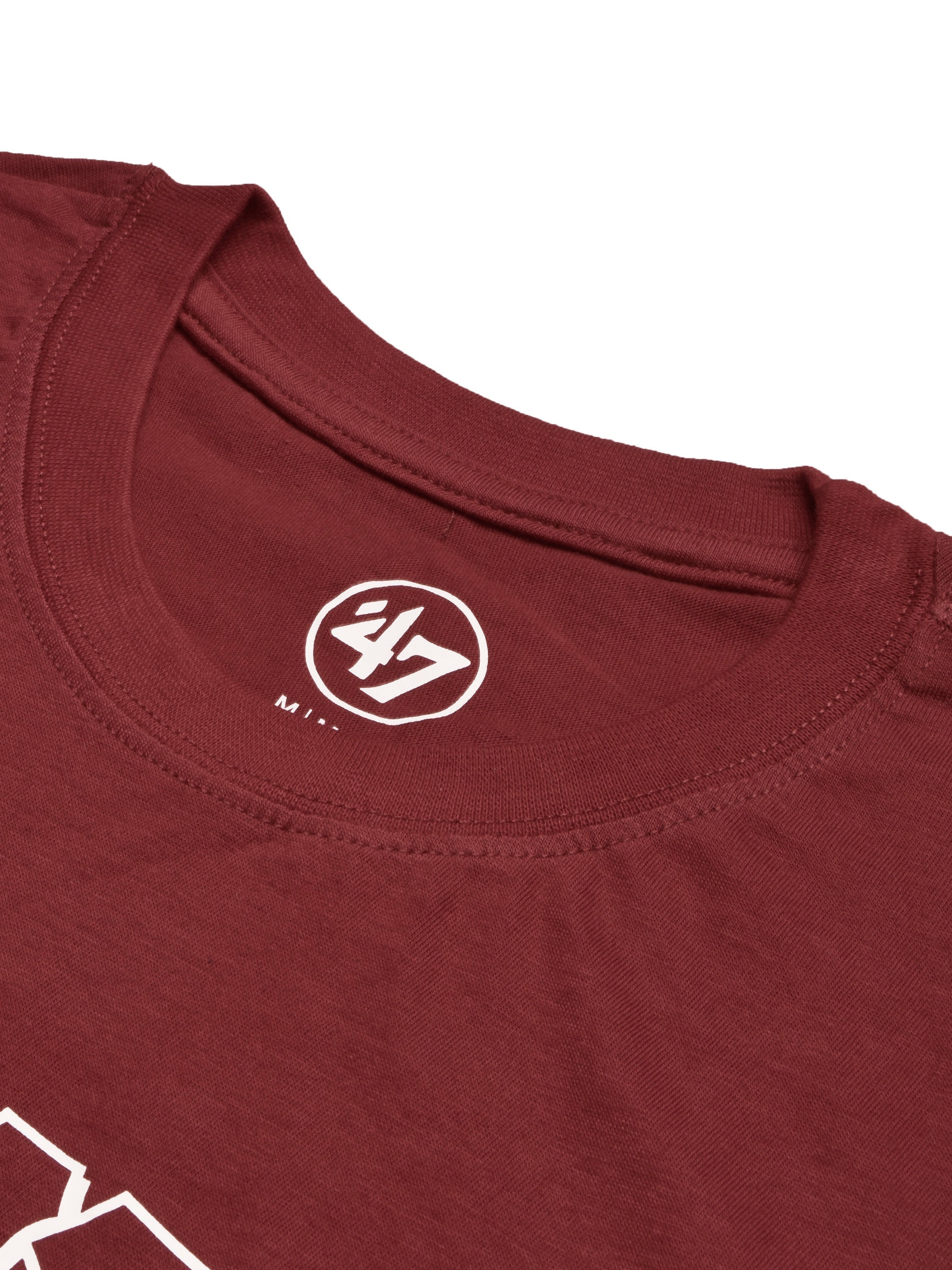 47 Single Jersey Crew Neck Tee Shirt For Men-Maroon with Print-SP1656/RT2396