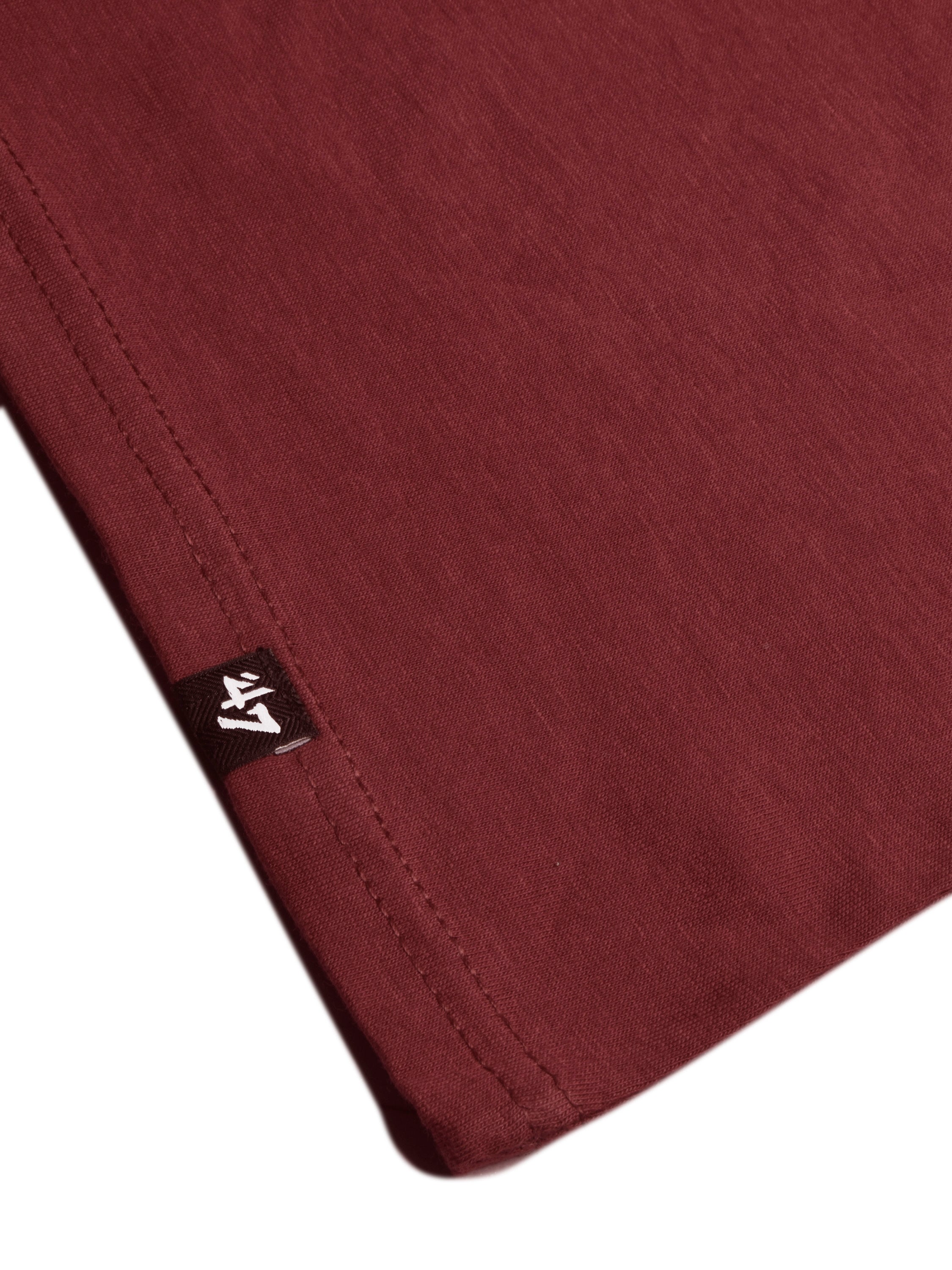 47 Single Jersey Crew Neck Tee Shirt For Men-Maroon with Print-SP1656/RT2396