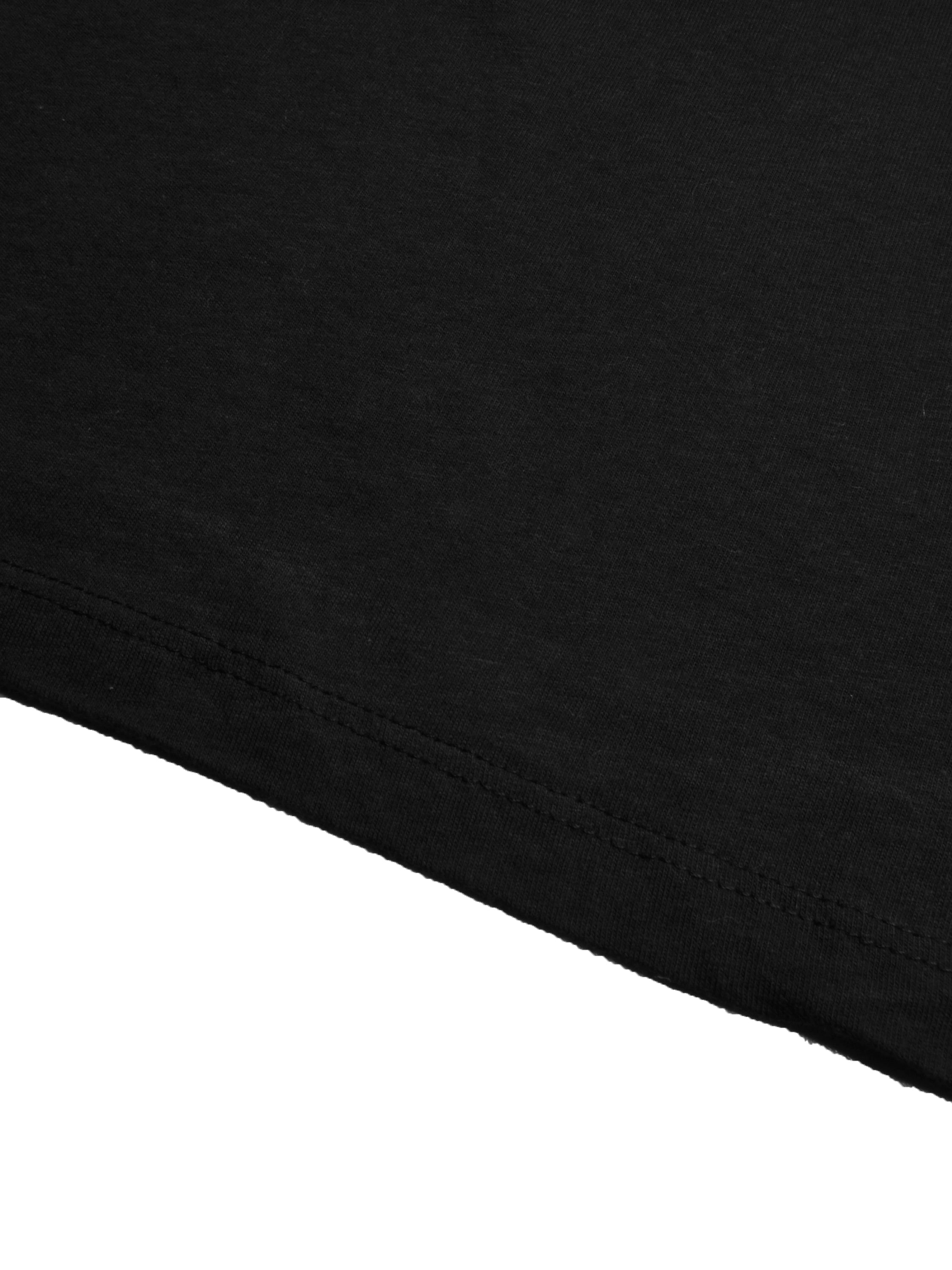 47 Single Jersey Crew Neck Tee Shirt For Men-Black with Print-SP1827