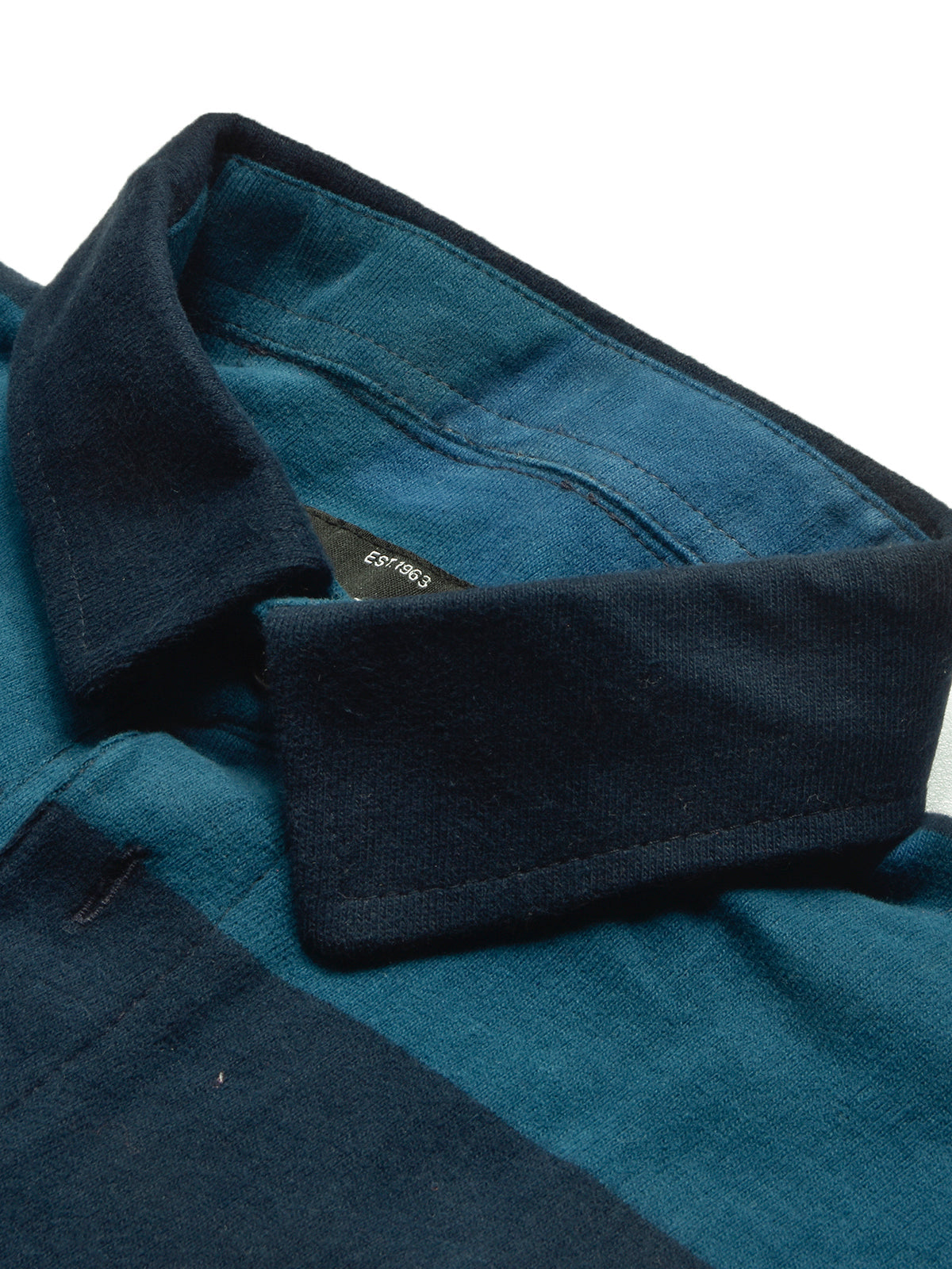 Louis Vicaci Long Sleeve Polo Shirt For Men-Dark Blue with Orange & Navy Stripe-BE79/BR898