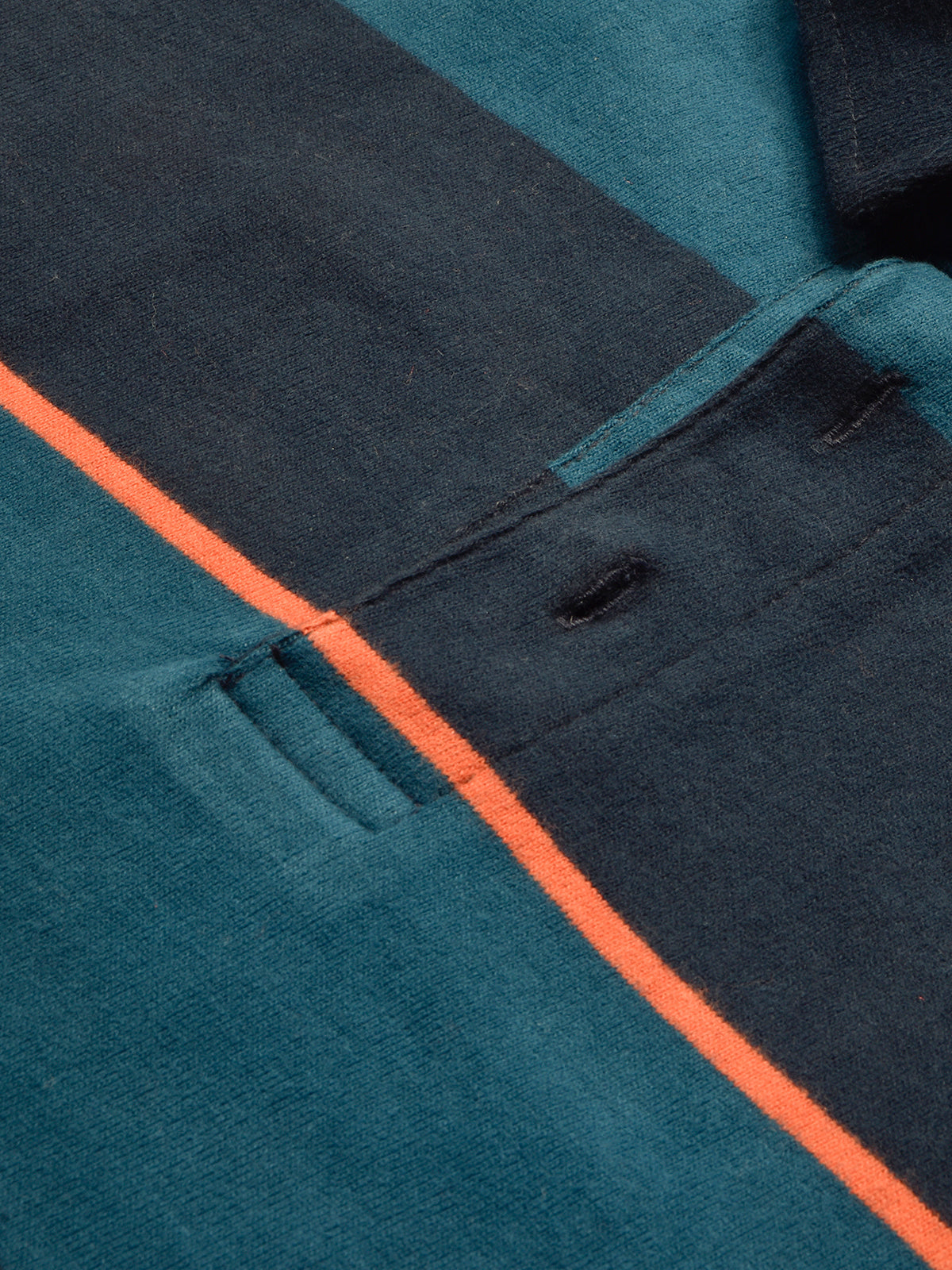 Louis Vicaci Long Sleeve Polo Shirt For Men-Dark Blue with Orange & Navy Stripe-BE79/BR898