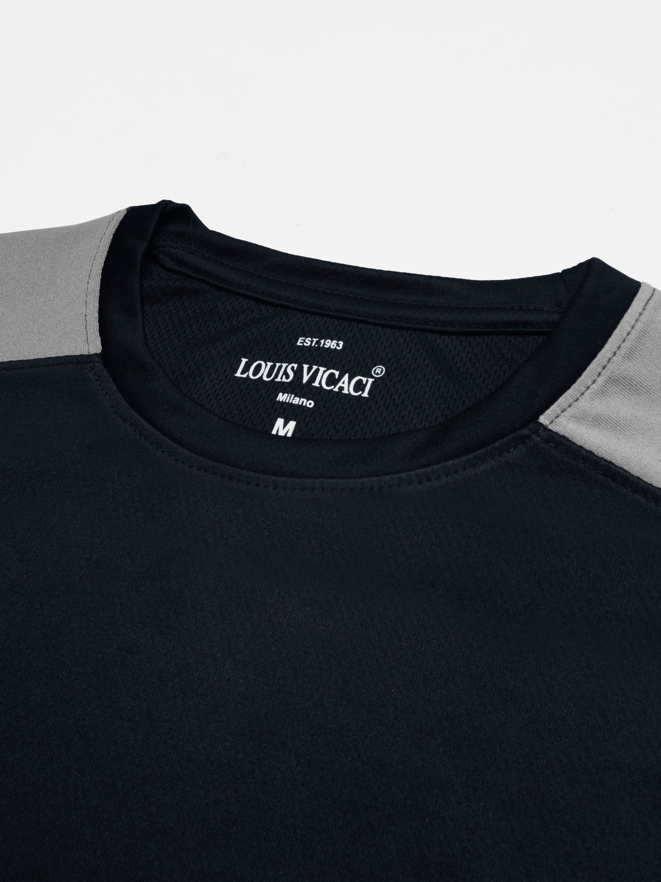 Louis Vicaci Summer Active Wear Tracksuit For Men-Navy with Grey Panels-SP1867/RT2472