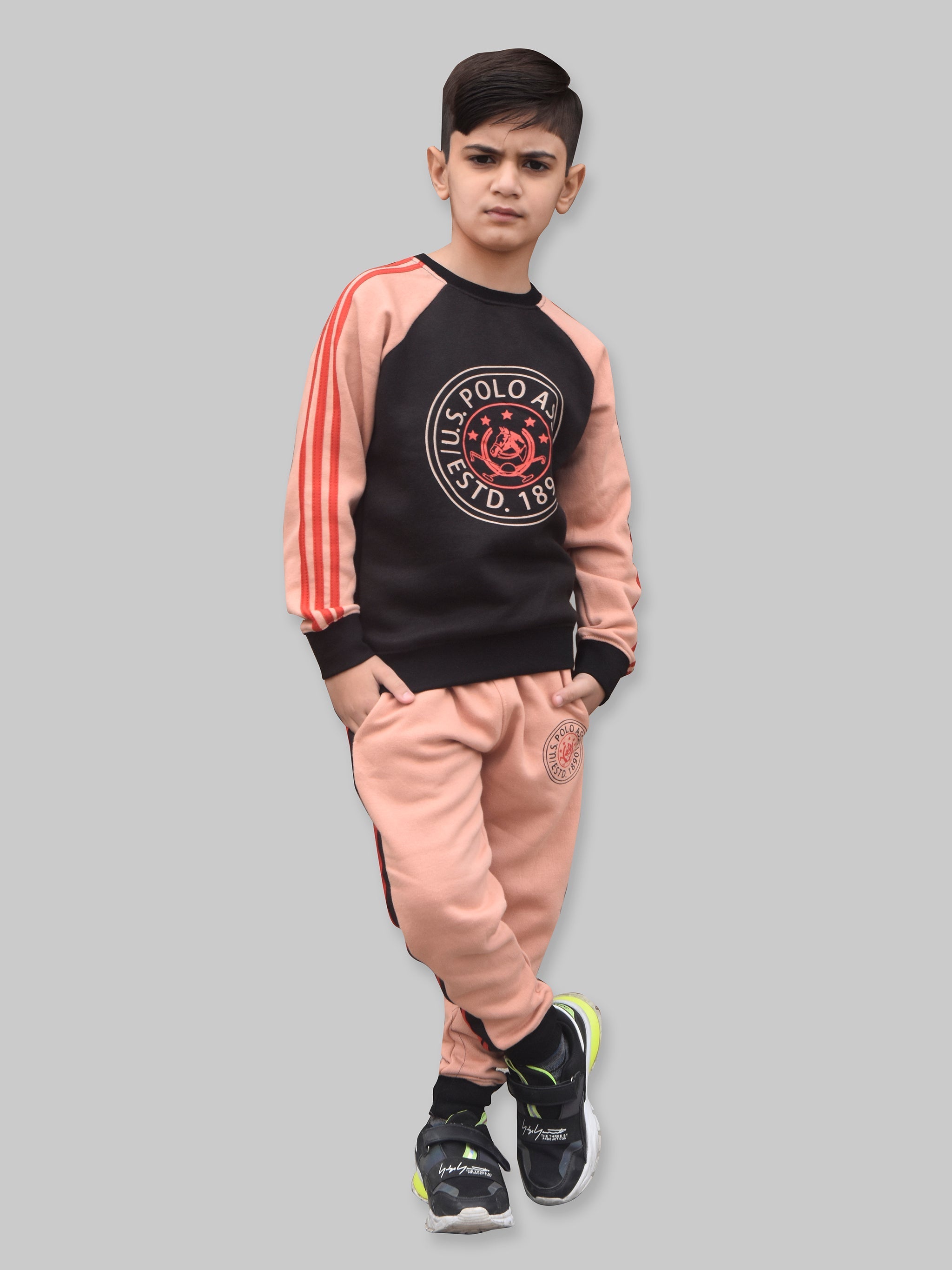 U.S Polo Assn Fleece Tracksuit For Kids-Skin-BR910