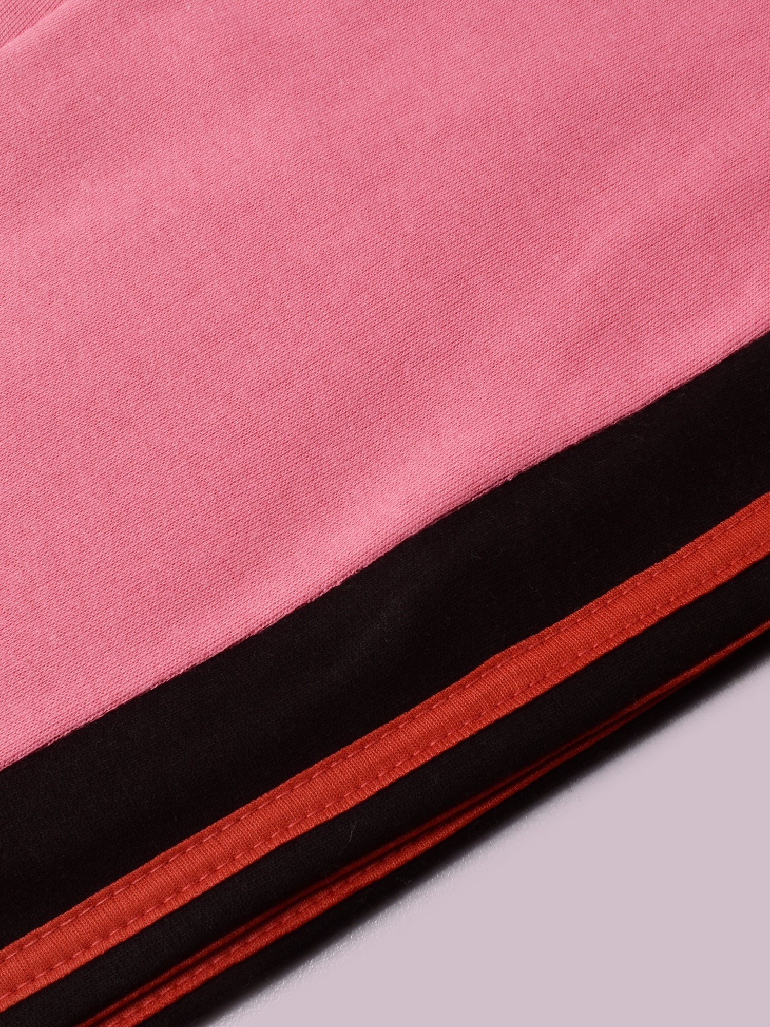 Louis Vicaci Fleece Zipper Tracksuit For Ladies-Pink with Black Stripe-BR367