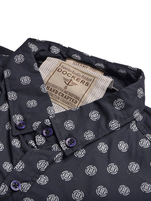 Dockers Premium Smart Fit Casual Shirt For Men-Navy with Allover Print-BE1382