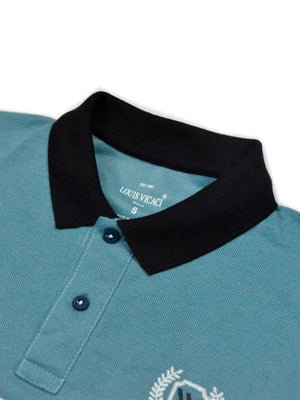 Summer Polo Shirt For Men-Bond Blue & with White & Navy-AJ099