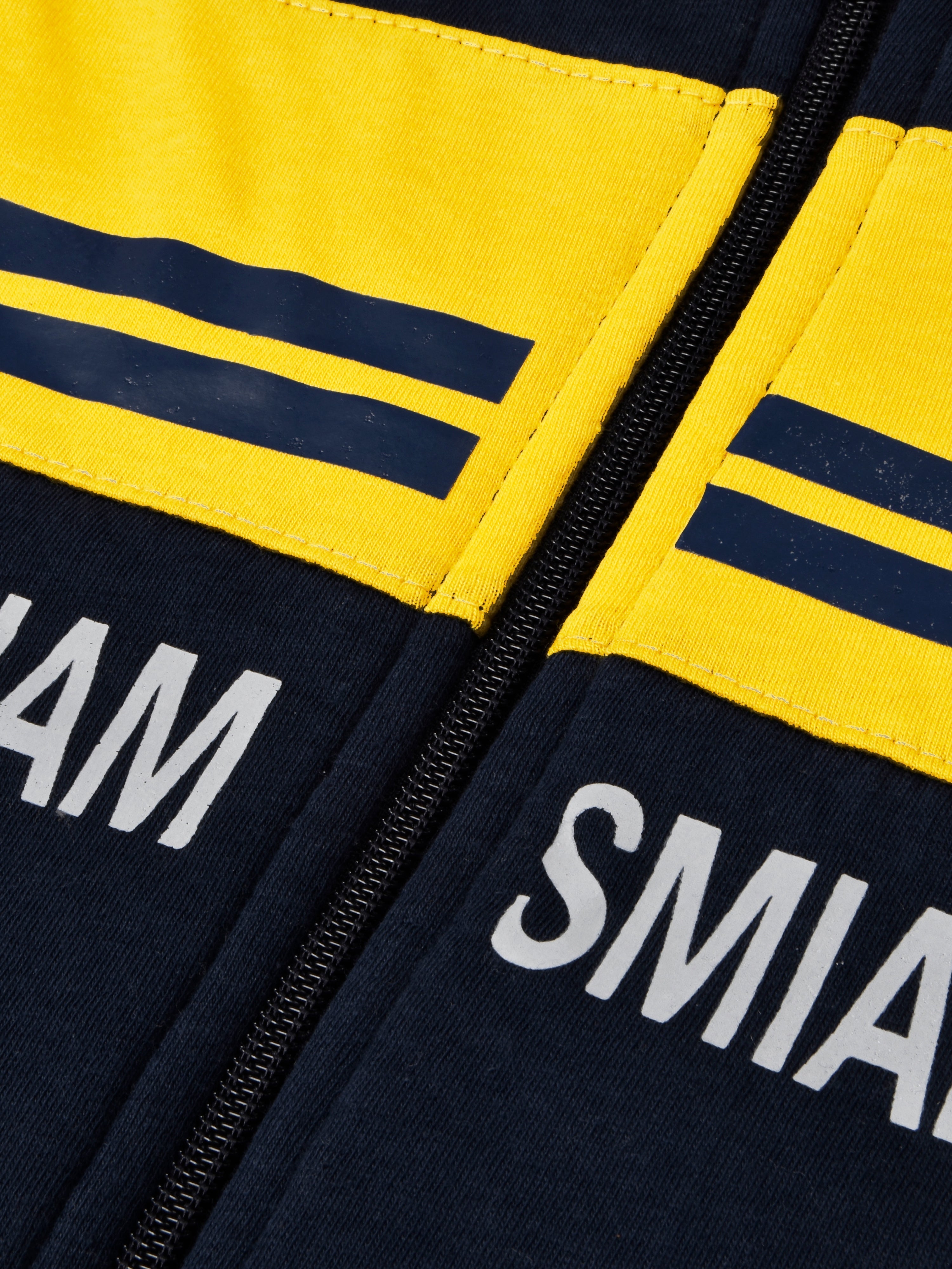 Miami Vibes Stylish Inner Fur Zipper Hoodie For Kids-Navy With Lime Yellow Panel-SP1174/RT2292