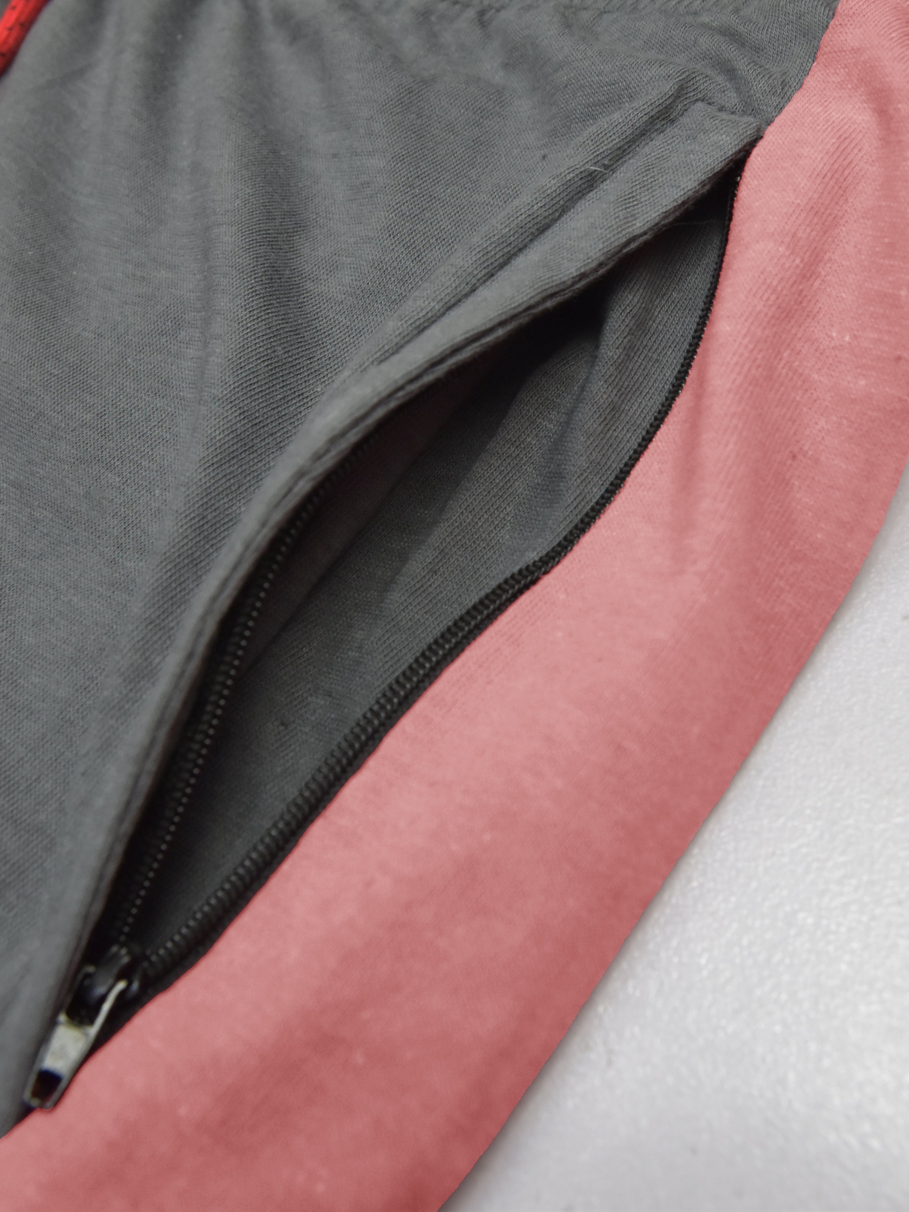 Summer Single Jersey Slim Fit Trouser For Men-Grey With Pink Stripes-SP137/RT2103