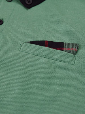 Summer Polo Shirt For Men-Green & Black-SP6759