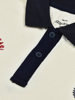 Summer Polo Shirt For Men-Off White & Dark Navy-NA14369