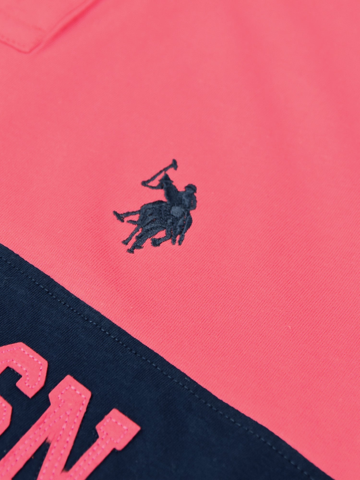 U.S.P.A Long Sleeve Polo Shirt For Men-Pink & Navy-BE16870