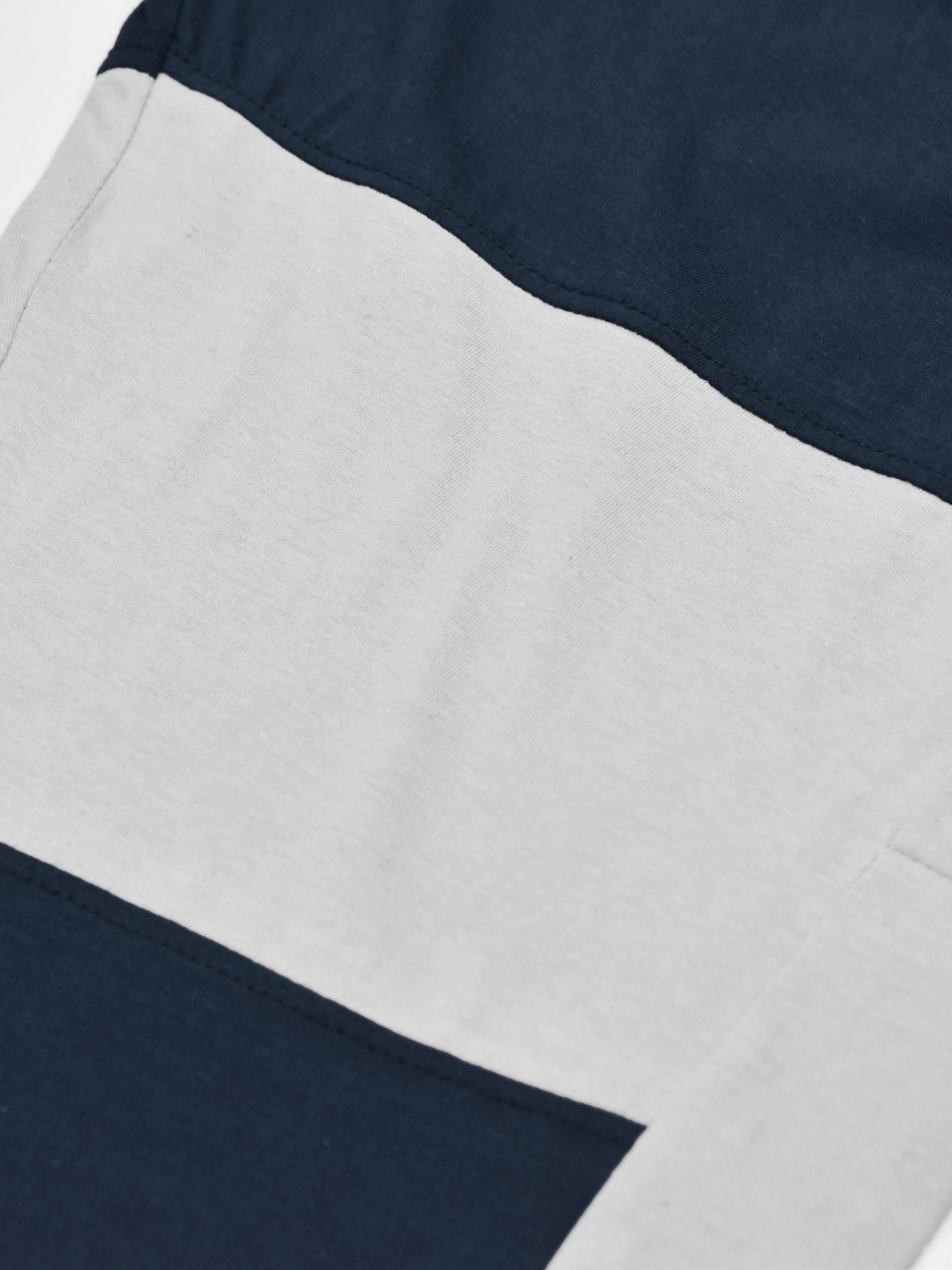 Summer Single Jersey Slim Fit Trouser For Men-Navy With Smoke White Pannel-SP121