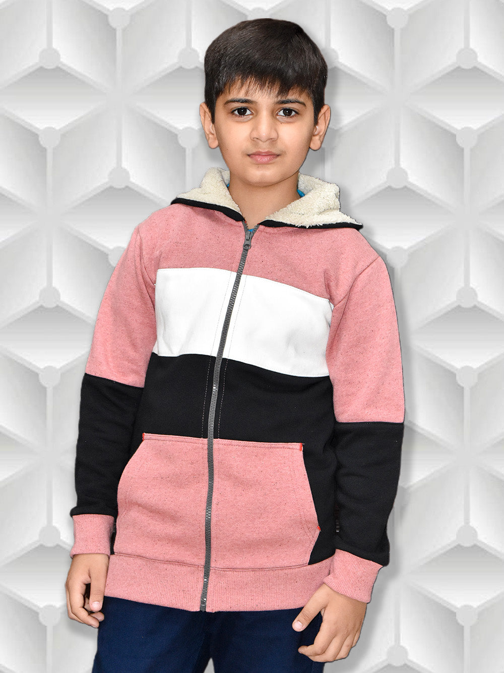 lv Inner Hood Fur Fleece Full Zipper Hoodie For Kids-BR14424