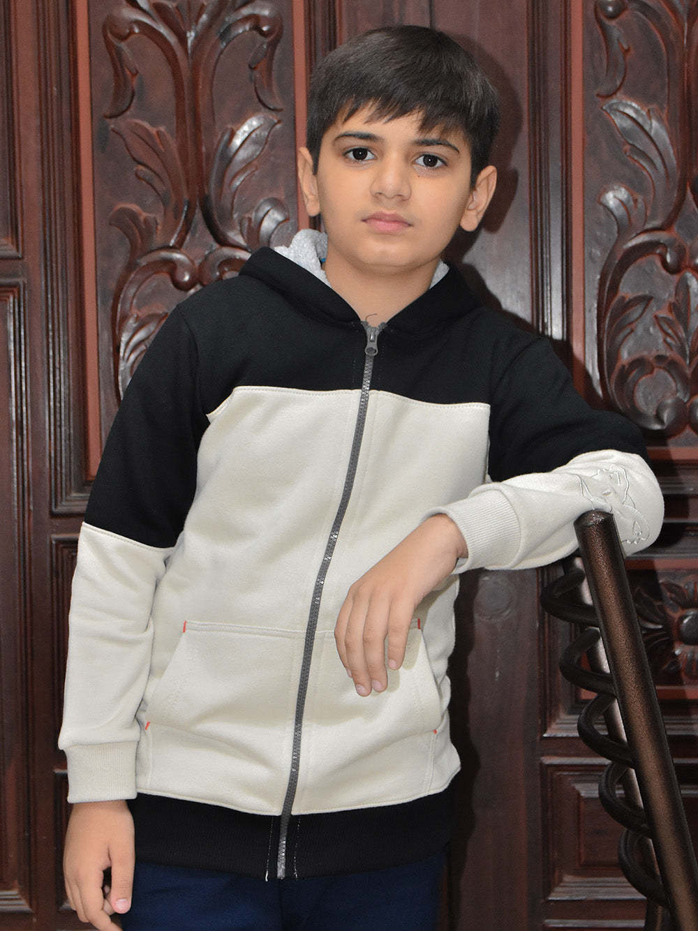 LV Inner Hood Fur Fleece Full Zipper Hoodie For Kids-BE2350/BR14457