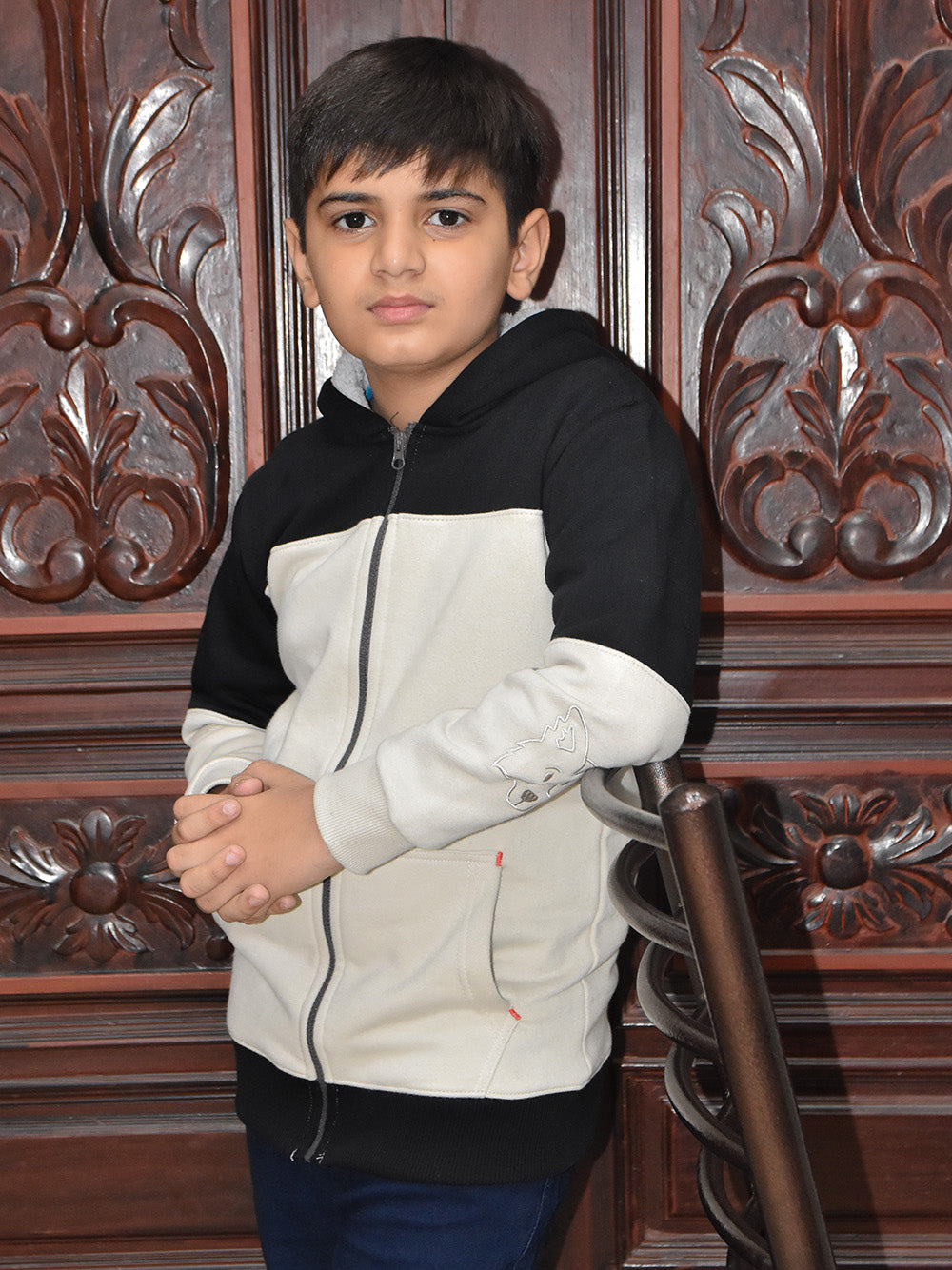 LV Inner Hood Fur Fleece Full Zipper Hoodie For Kids-BE2350/BR14457