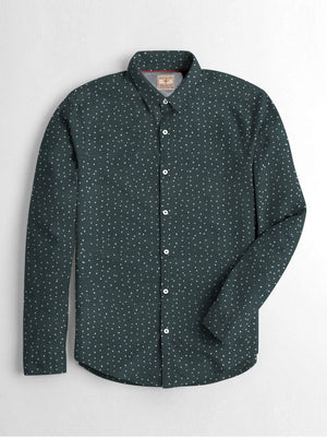 Dockers Premium Casual Shirt For Men-Green with Allover Dotted Print-BE1378