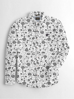 Dockers Premium Casual Shirt For Men-White with Allover Print-BE1374