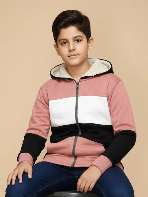 lv Inner Hood Fur Fleece Full Zipper Hoodie For Kids-BR14424