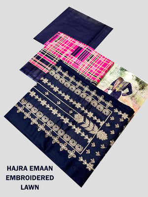 Hajra Eman 90/70 Lawn Unstitched 3 Pcs Suit For Women-LV262