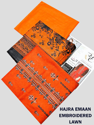 Hajra Eman 90/70 Lawn Unstitched 3 Pcs Suit For Women-LV264