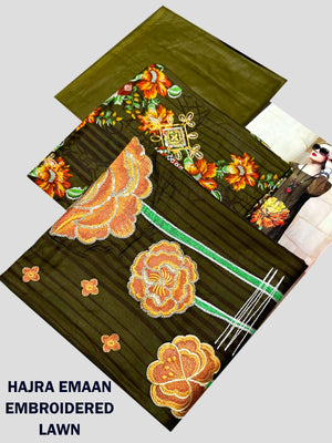 Hajra Eman 90/70 Lawn Unstitched 3 Pcs Suit For Women-LV266