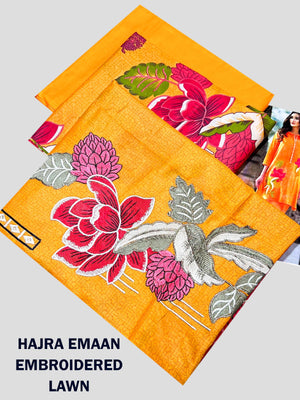 Hajra Eman 90/70 Lawn Unstitched 3 Pcs Suit For Women-LV267