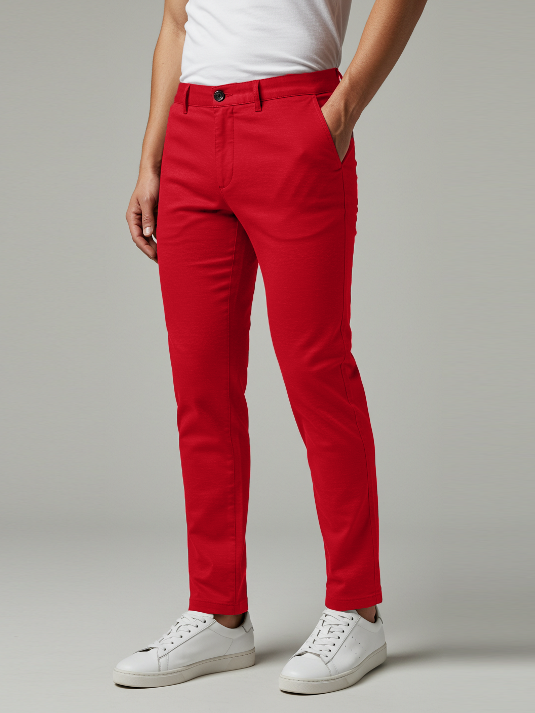 Louis Vicaci Denim Lycra Stretchy Slim Fit Pent For Men-Red-RA0129