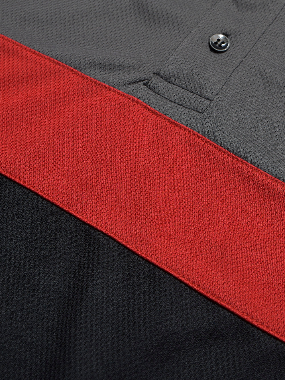 LV Summer Dry Fit Polo Shirt For Men-Black with Red & Grey Panels-BE1343/BR13585