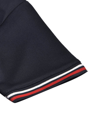 LV Summer Active Wear Polo Shirt For Men-Dark Navy with Red & White, Blue Panels-BE1311/BR13556