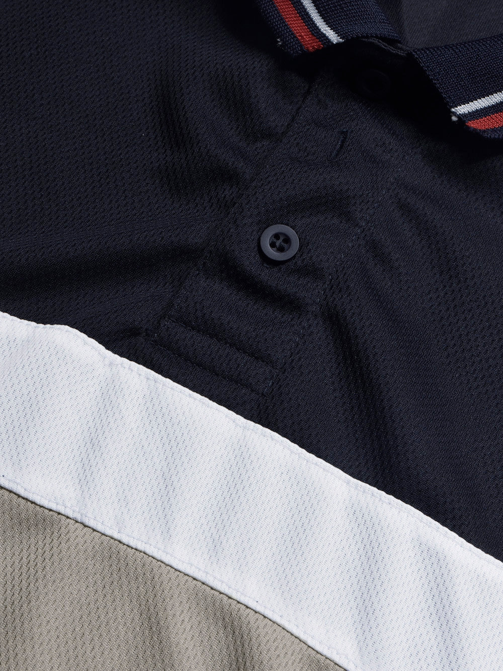 LV Summer Dry Fit Polo Shirt For Men-Navy with White & Light Taupe Panels-BE1717/BR13919