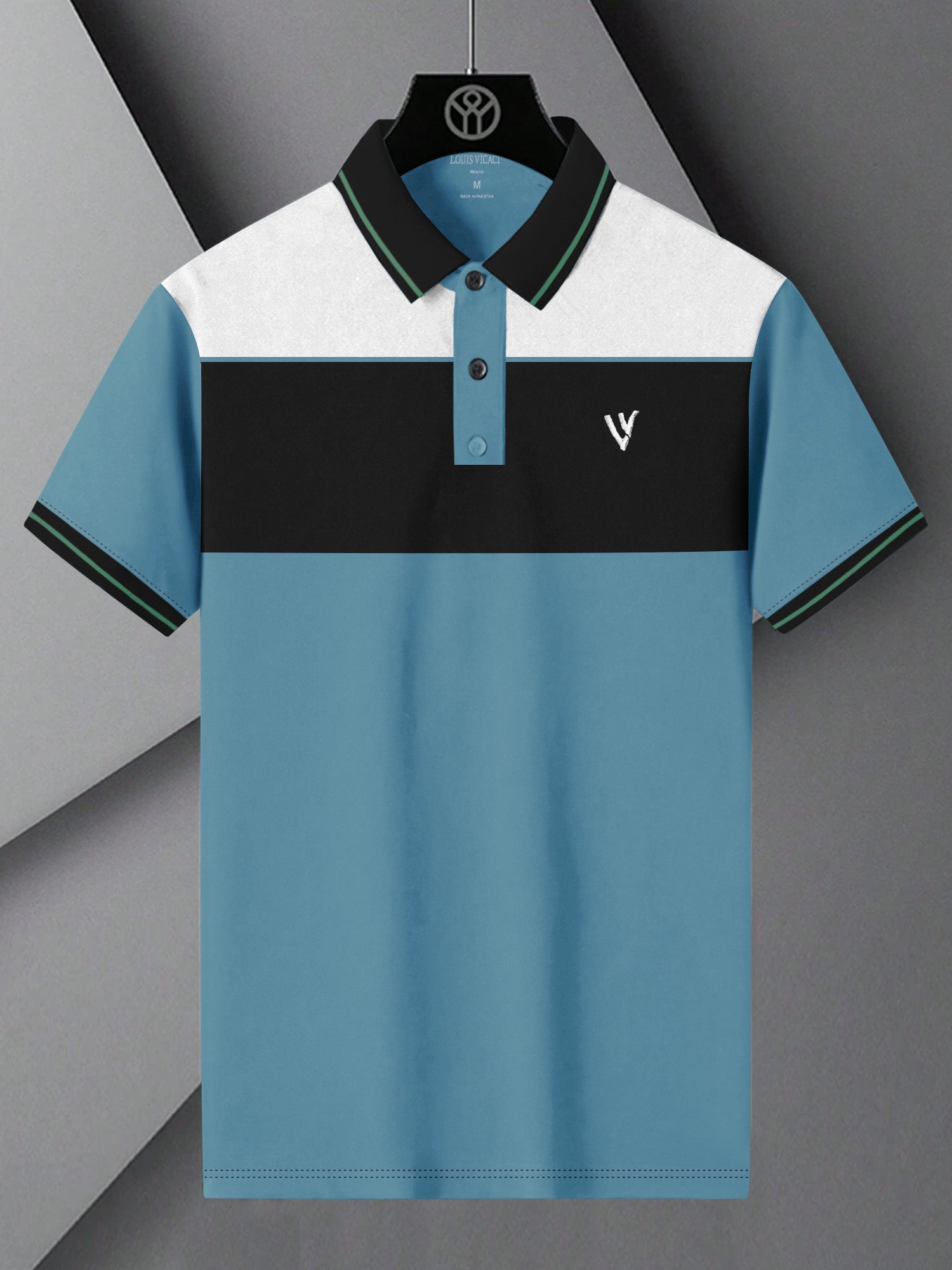 LV Summer Polo Shirt For Men-Bond Blue with White & Black Panel-BR13049