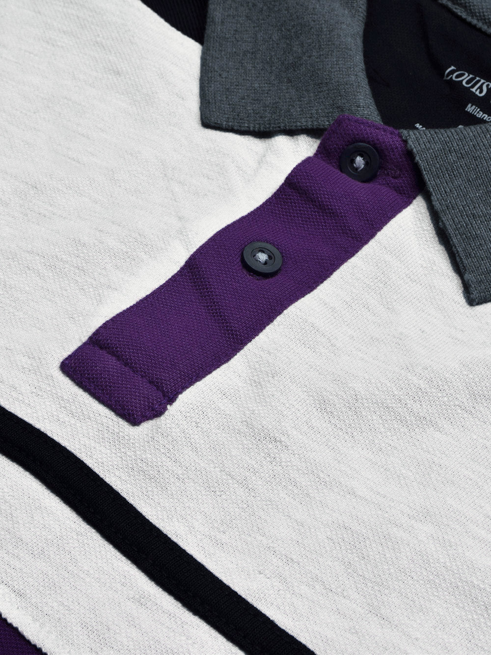 LV Summer Polo Shirt For Men-Dark Purple with Navy & Off White Melange Panel-BE876/BR13114