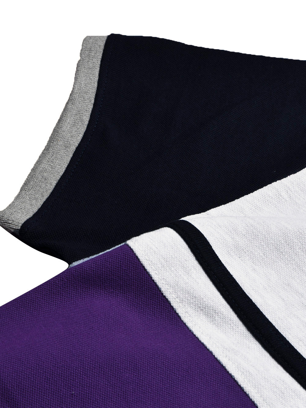 LV Summer Polo Shirt For Men-Dark Purple with Navy & Off White Melange Panel-BE876/BR13114