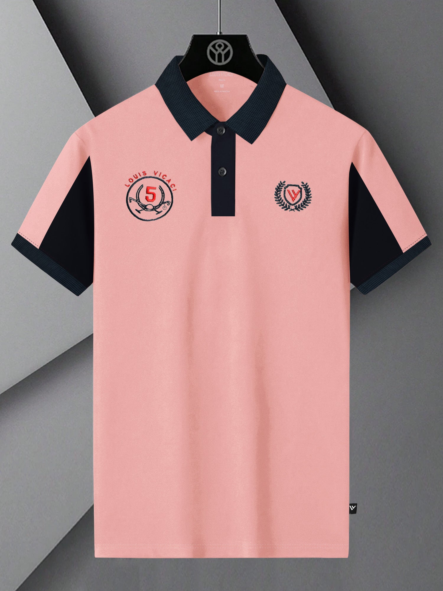 LV Summer Polo Shirt For Men-Light Peach & Dark Navy-BE867/BR13102