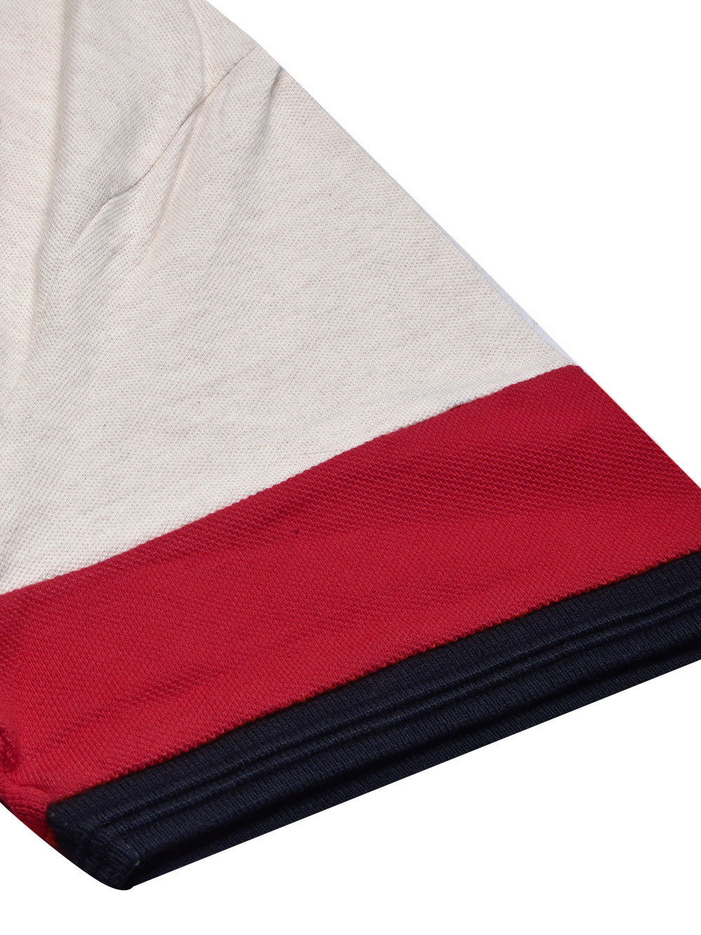 LV Summer Polo Shirt For Men-Off White Melange with Navy & Red Panel-BE870/BR13109