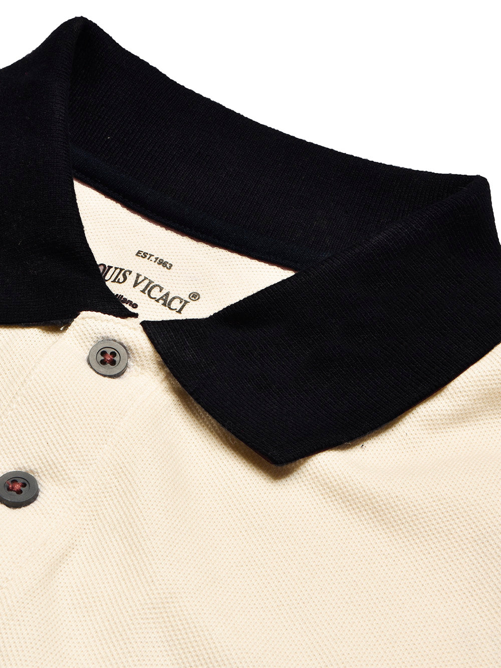 LV Summer Polo Shirt For Men-Off White with Indigo & Navy Panel-BE868/BR13108