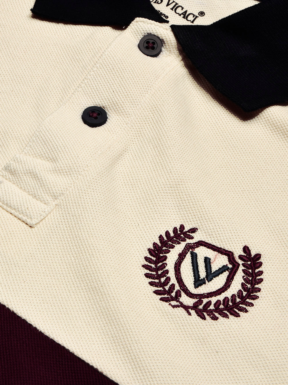 LV Summer Polo Shirt For Men-Off White with Indigo & Navy Panel-BE868/BR13108