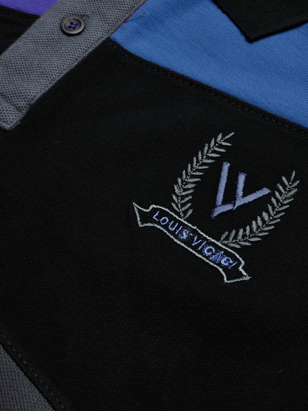 LV Summer Polo Shirt For Men-Slate Blue with Black & Blue-BE779/BR13026
