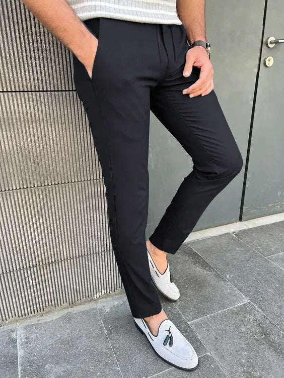 Louis Vicaci Slim Fit Lycra Trouser Pent For Men-Rosy Black-BE3292