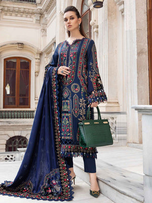 Maria B Dhanak Emb with Shawl Unstitched 3 Pcs Suit For Women-LV215