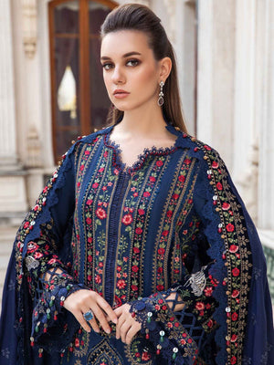 Maria B Dhanak Emb with Shawl Unstitched 3 Pcs Suit For Women-LV215