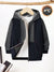 NXT Inner Fur Hood Fleece Full Zipper Hoodie For Kids-Dark Navy with Charcoal Melange Panels-BR14526