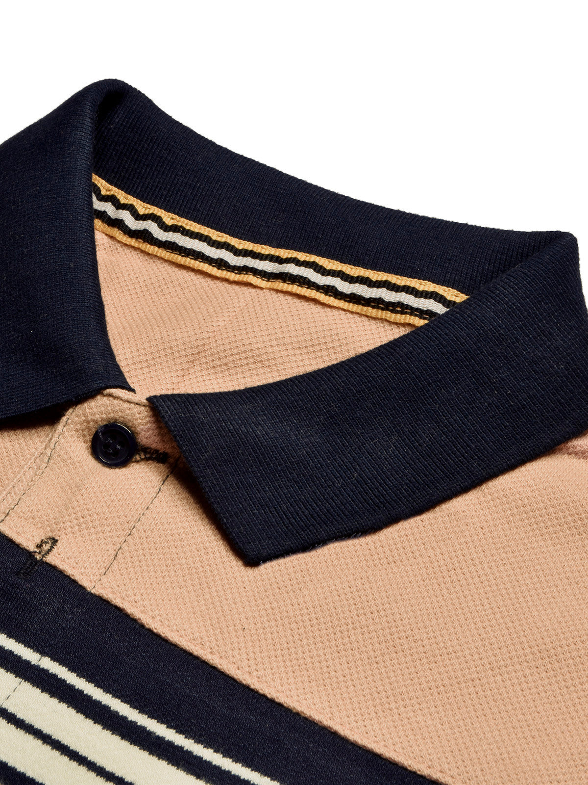 NXT Summer Polo Shirt For Men-Base Skin with Navy & White Stripe-BE721/BR12973