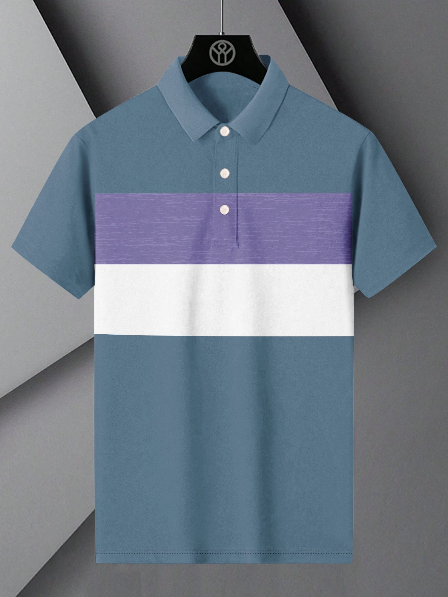 NXT Summer Polo Shirt For Men-Bond Blue with White & Purple Stripe-BE722/BR12974