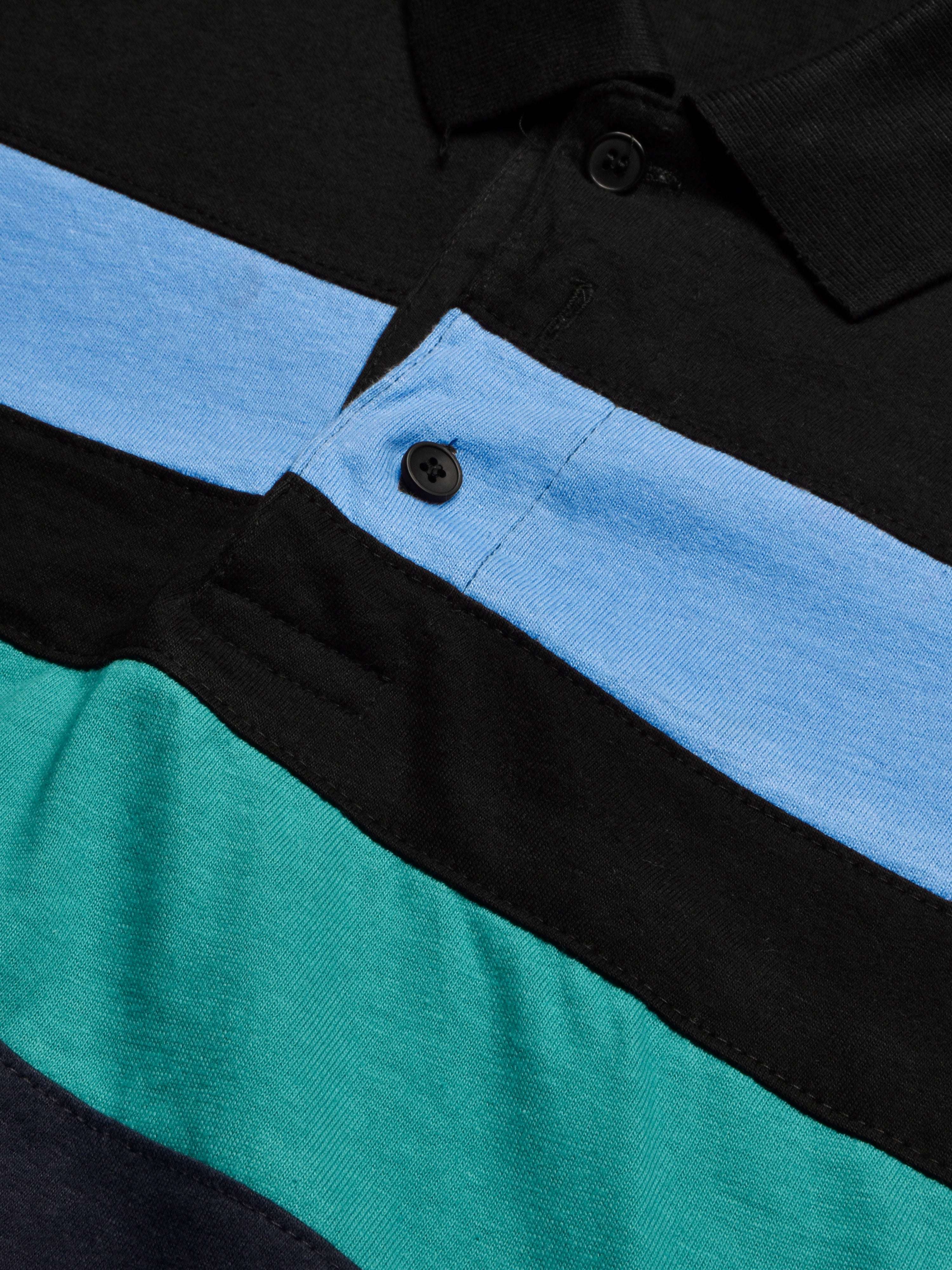 NXT Summer Polo Shirt For Men-Dark Navy With Zinc & Sky Stripe-BE742/BR1292
