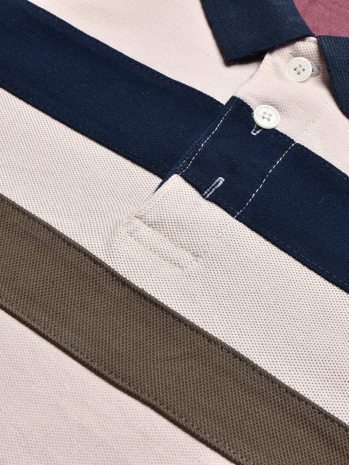NXT Summer Polo Shirt For Men-Skin with Navy & Olive Stripe-BE703/BR12956