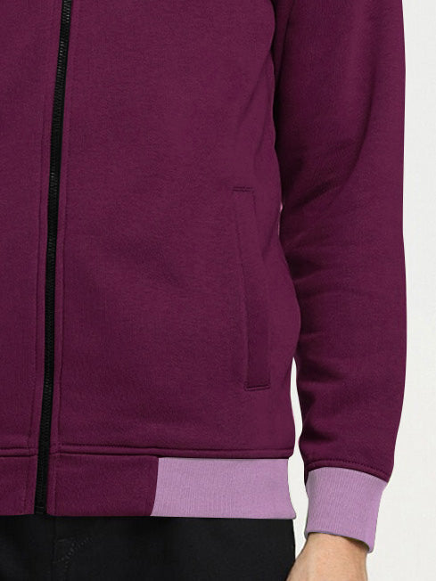 NYC Polo Terry Fleece Zipper Baseball Jacket For Men-Indigo with Light Purple-BE2773