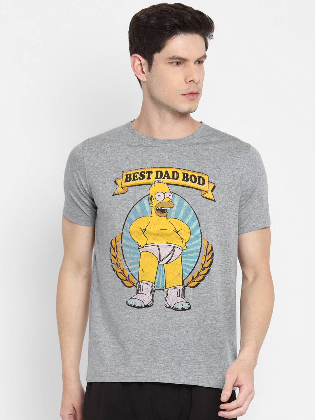 Next Single Jersey Crew Neck Tee Shirt For Men-Grey Melange-BE1044
